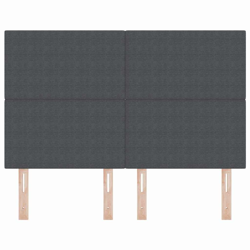 LED sengegavl med LED-lysstrimler Mørkegrå 144 cm Velourstof