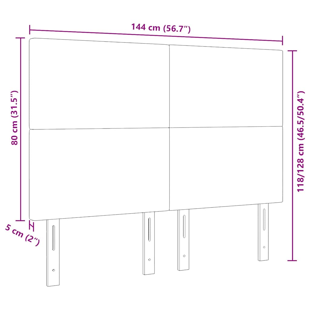 LED sengegavl med LED-lysstrimler Mørkegrå 144 cm Velourstof