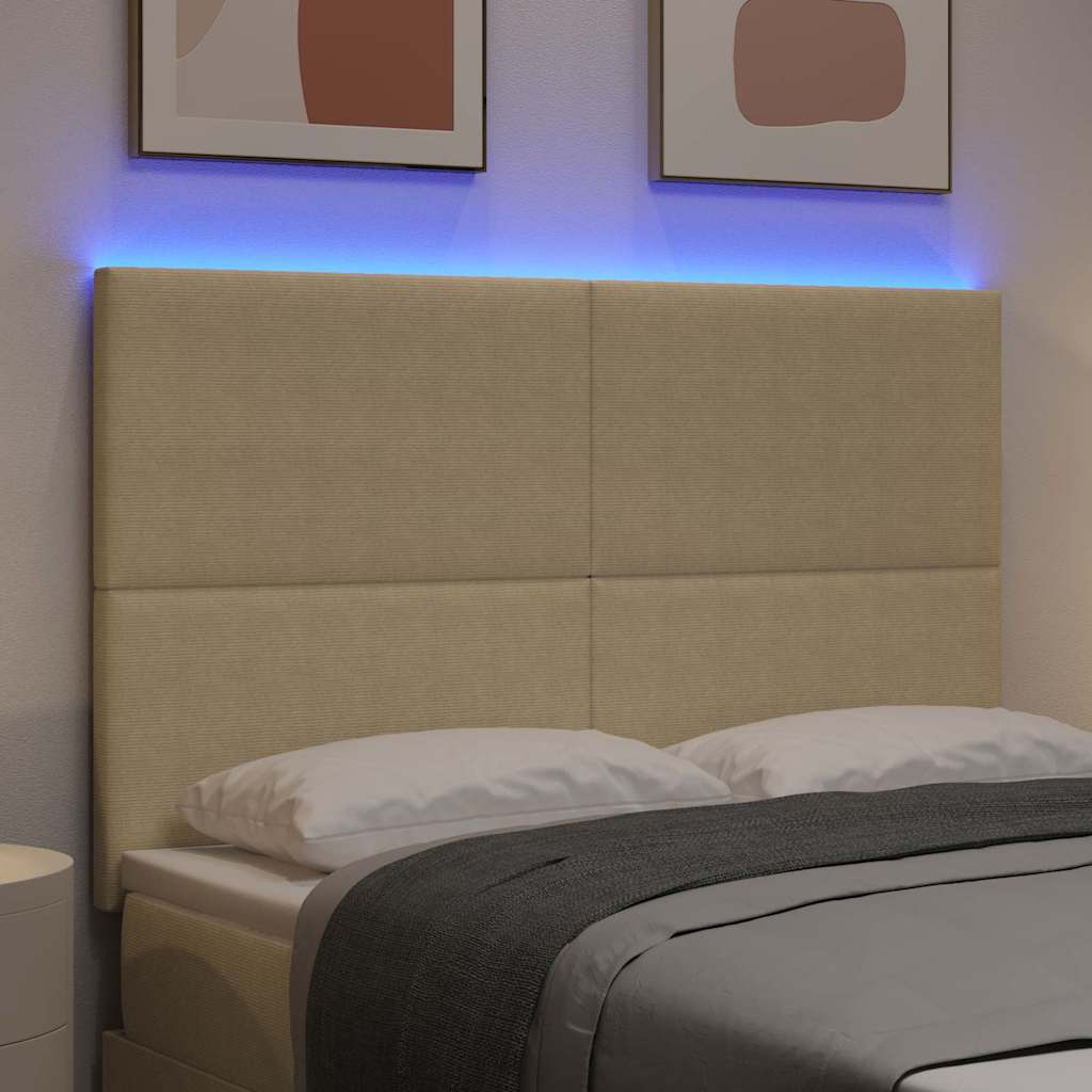 LED sengegavl med LED-lysstrimler Grågrøn 160 cm Velourstof