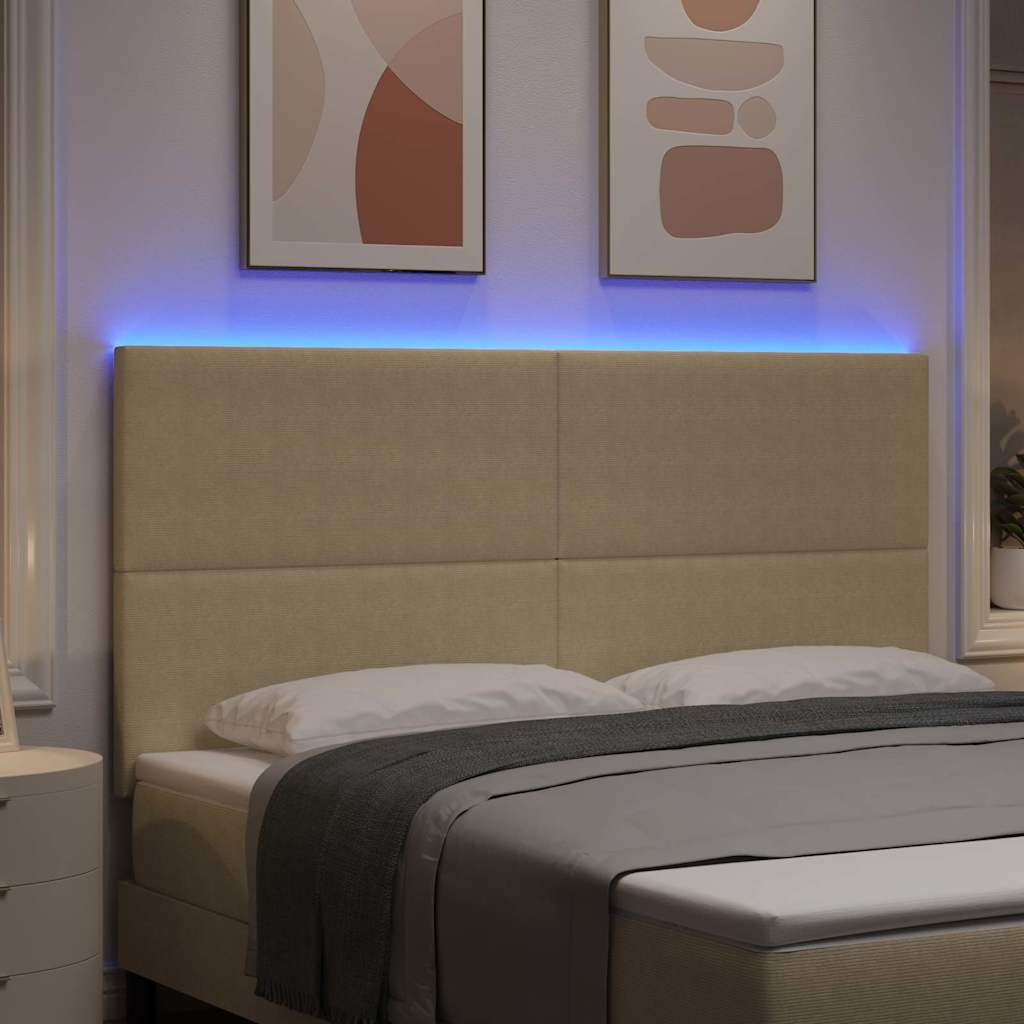 LED sengegavl med LED-lysstrimler Grågrøn 180 cm Velourstof