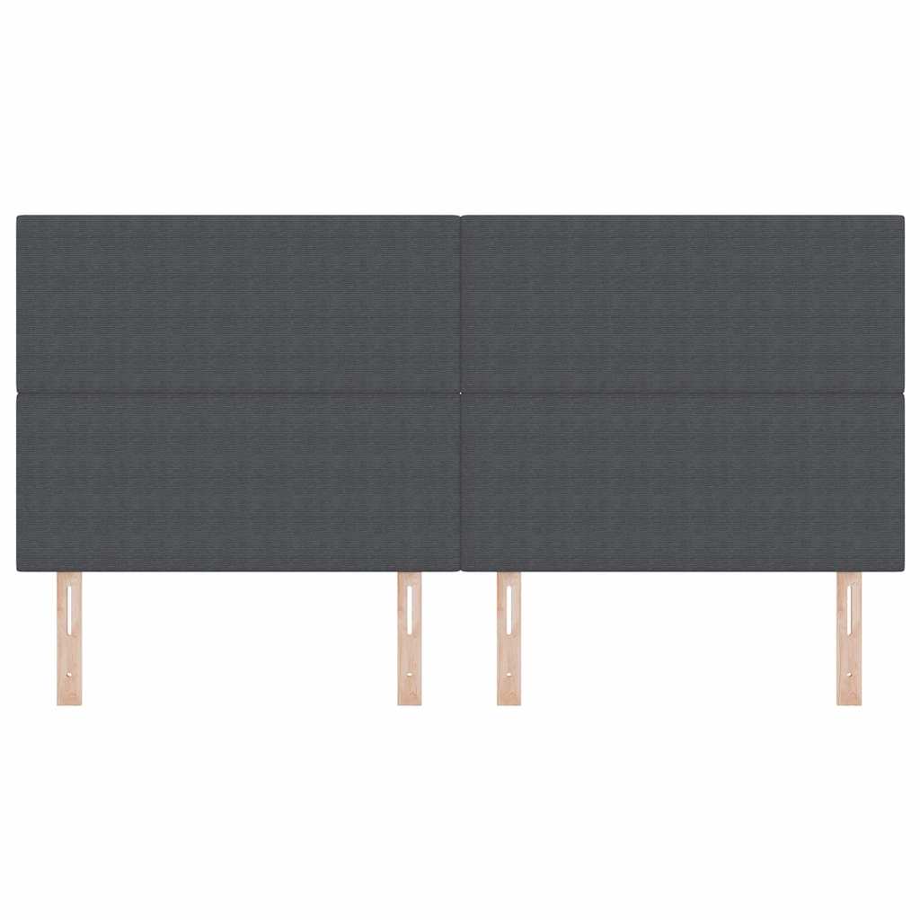 LED sengegavl med LED-lysstrimler Mørkegrå 200 cm Velourstof