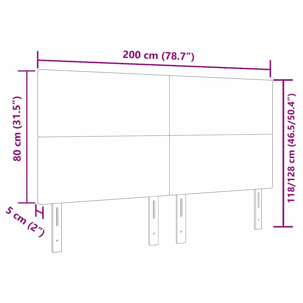 LED sengegavl med LED-lysstrimler Mørkegrå 200 cm Velourstof