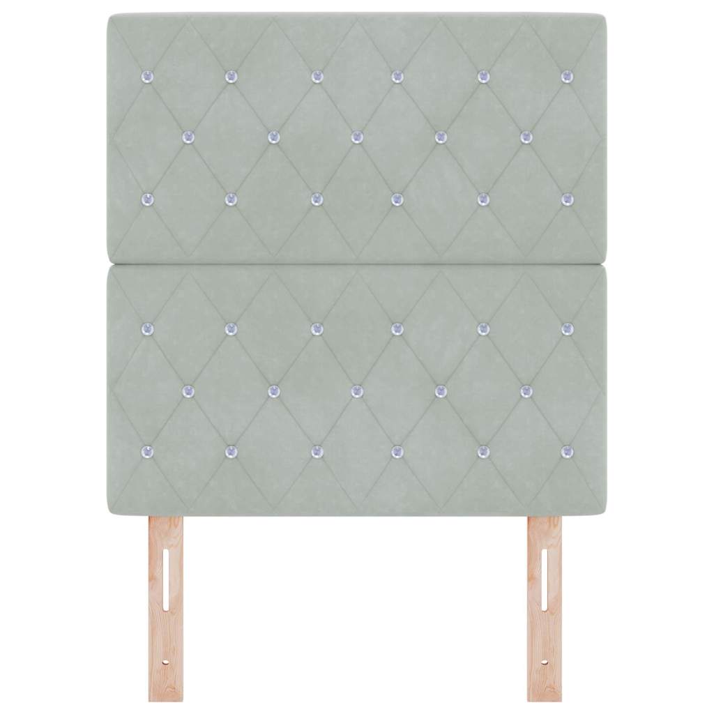 LED sengegavl med LED-lysstrimler Lysegrå 80 cm Fløjl