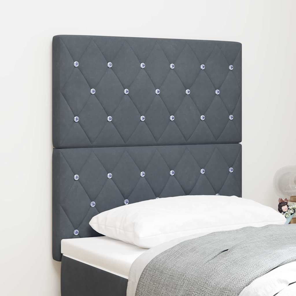LED sengegavl med LED-lysstrimler Mørkegrå 80 cm Fløjl