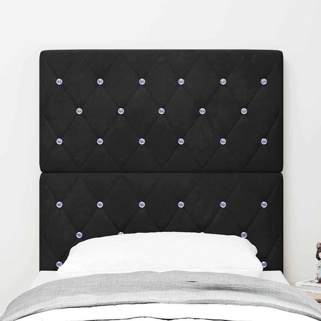 LED sengegavl med LED-lysstrimler Sort 80 cm Fløjl