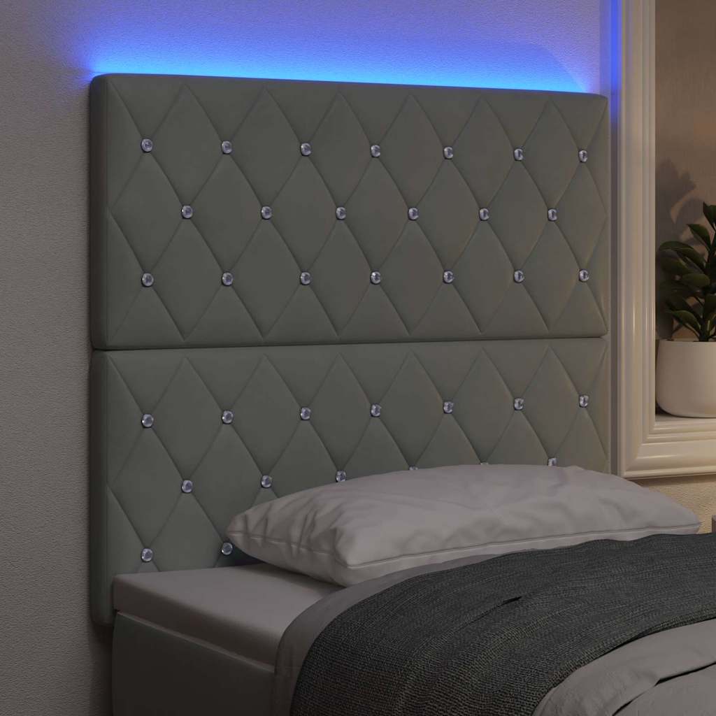 LED sengegavl med LED-lysstrimler Lysegrå 80 cm Fløjl