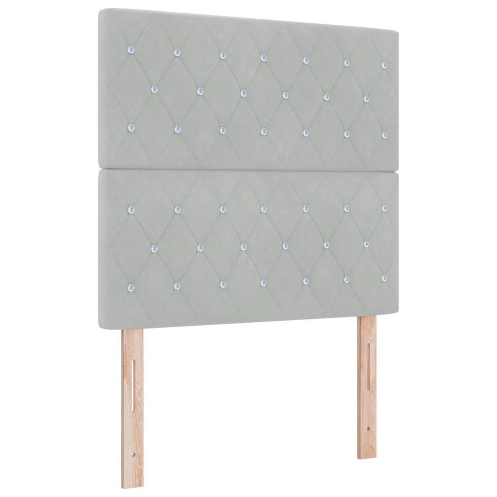 LED sengegavl med LED-lysstrimler Lysegrå 80 cm Fløjl