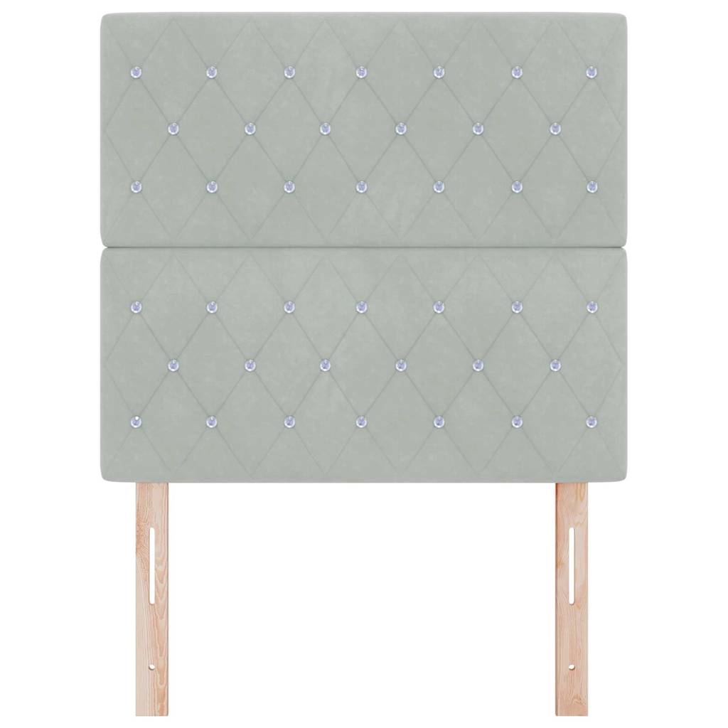 LED sengegavl med LED-lysstrimler Lysegrå 80 cm Fløjl