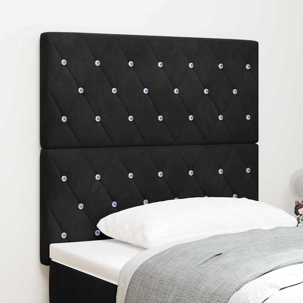 LED sengegavl med LED-lysstrimler Sort 90 cm Fløjl