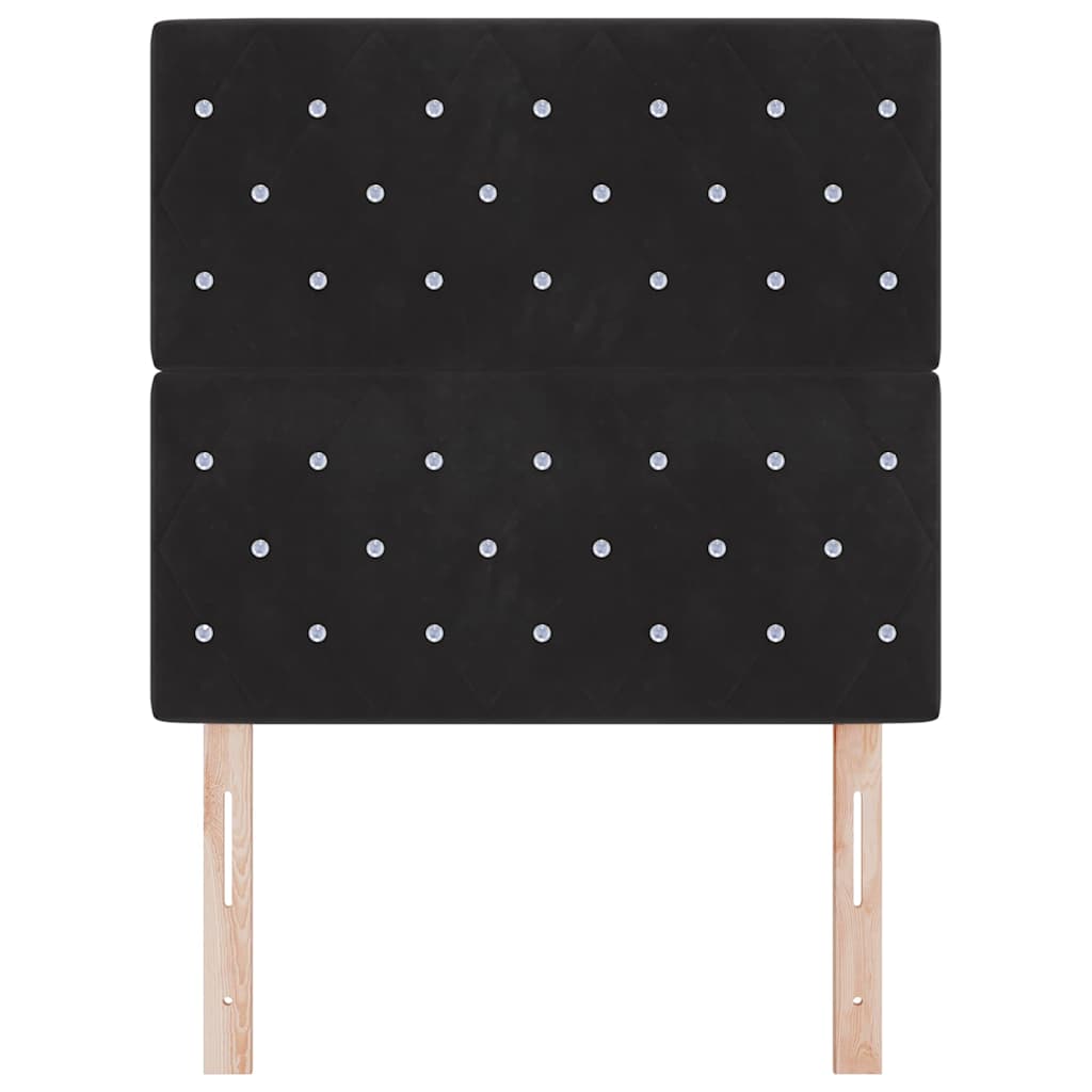 LED sengegavl med LED-lysstrimler Sort 90 cm Fløjl