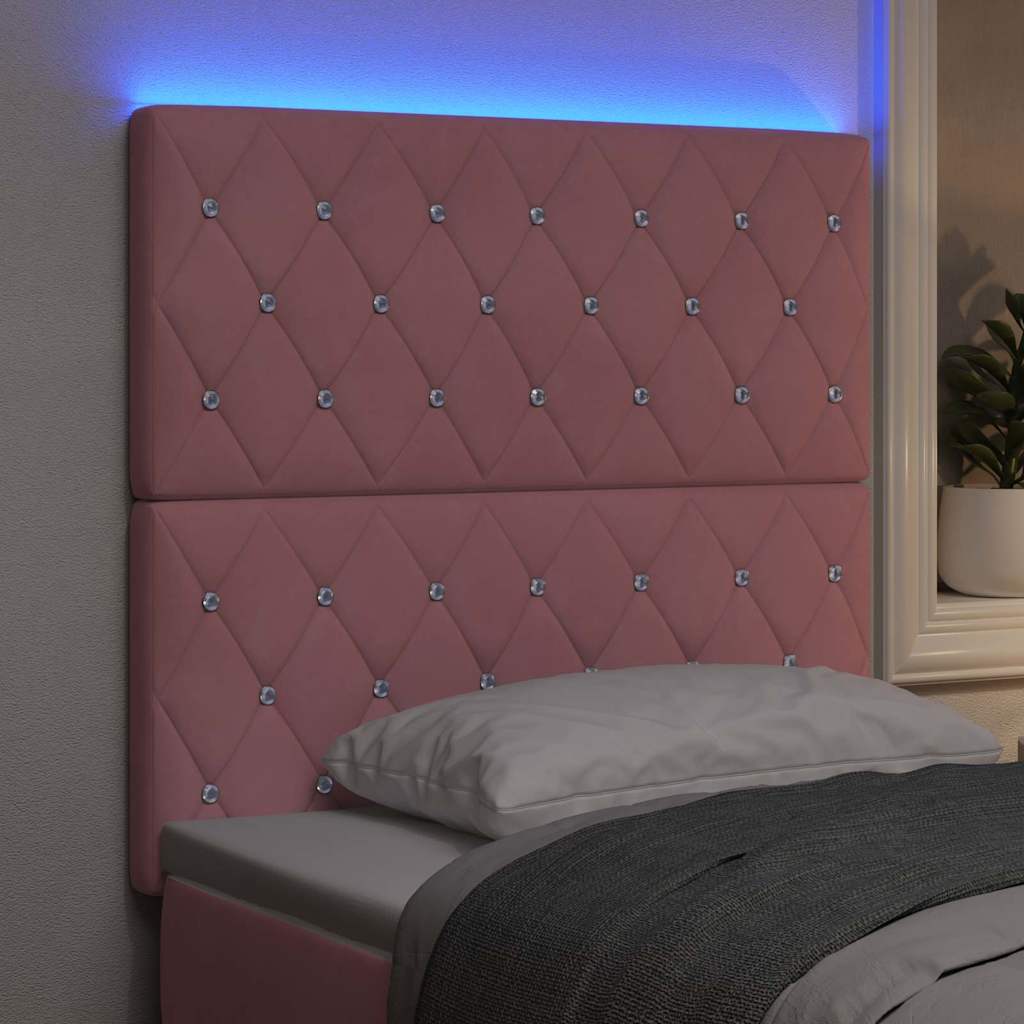 LED sengegavl med LED-lysstrimler Lyserød 100 cm Fløjl