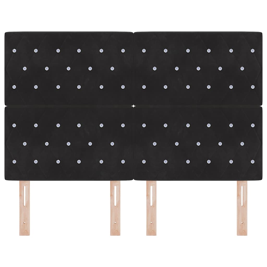 LED sengegavl med LED-lysstrimler Sort 160 cm Fløjl