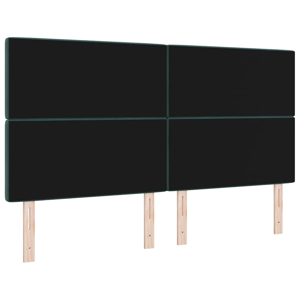 LED sengegavl med LED-lysstrimler Mørkegrøn 180 cm Fløjl