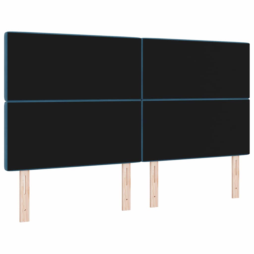 LED sengegavl med LED-lysstrimler Mørk blå 180 cm Fløjl