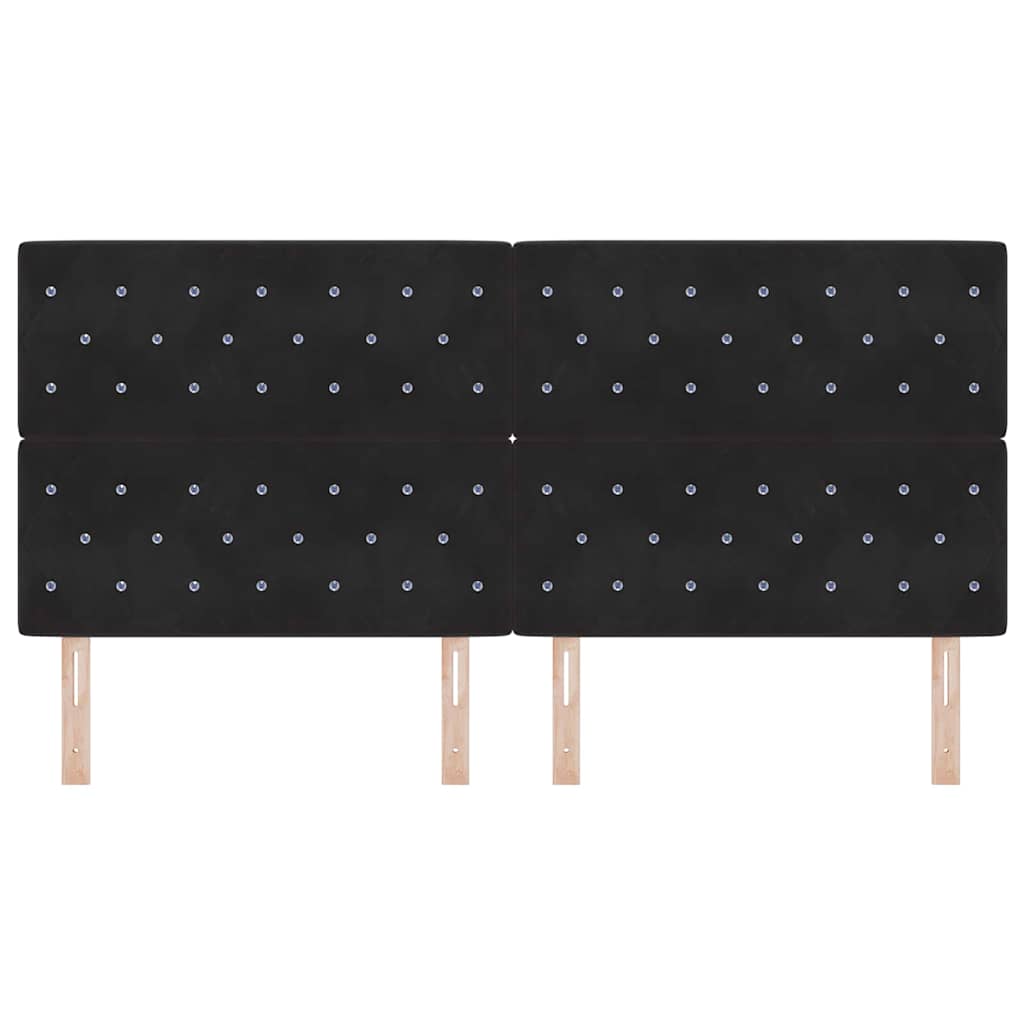 LED sengegavl med LED-lysstrimler Sort 200 cm Fløjl