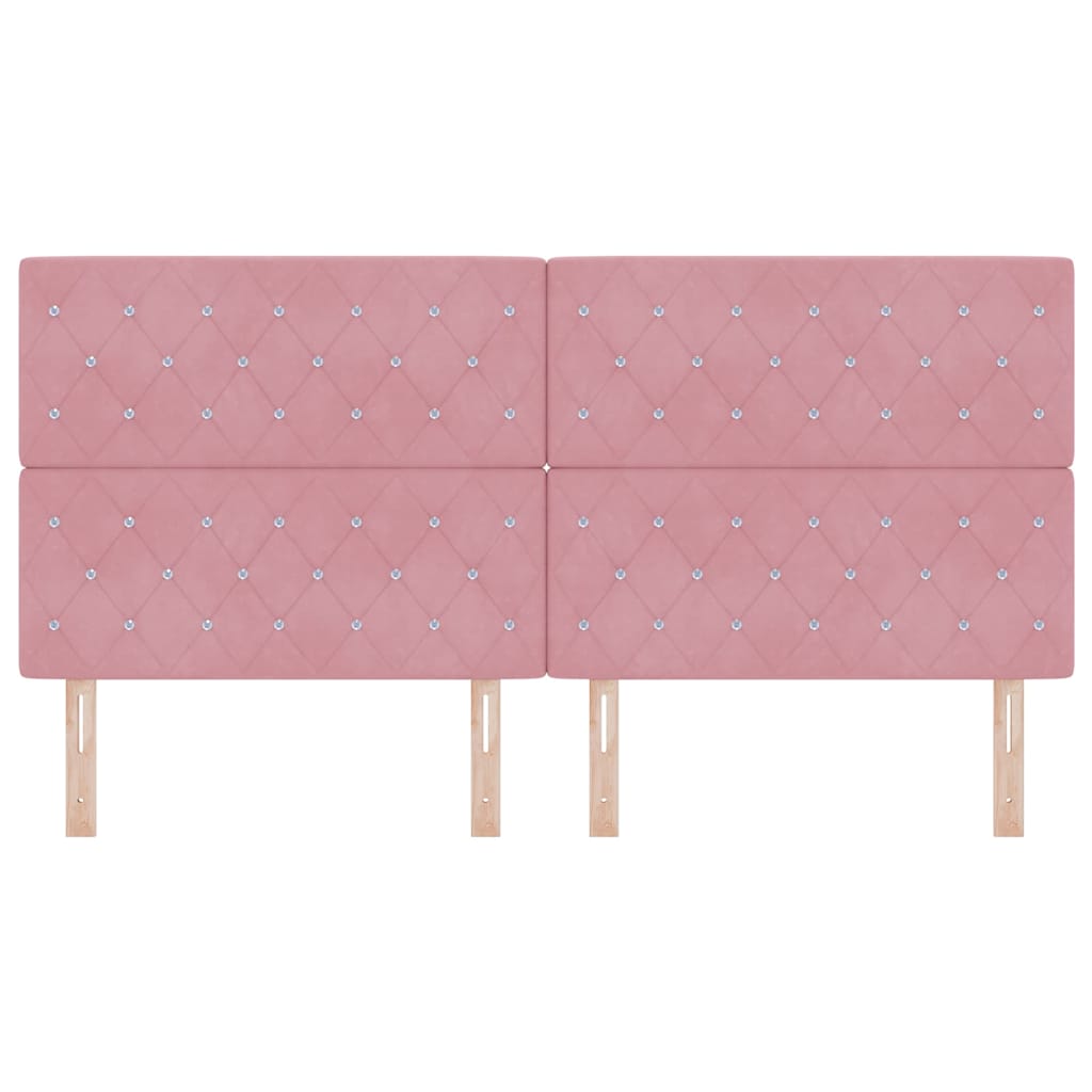 LED sengegavl med LED-lysstrimler Lyserød 200 cm Fløjl