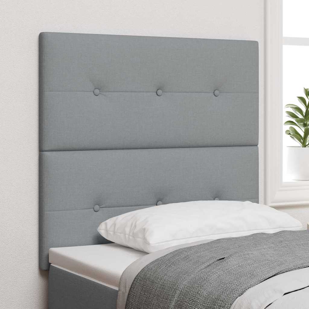 LED sengegavl med LED-lysstrimler Lysegrå 80 cm Stof