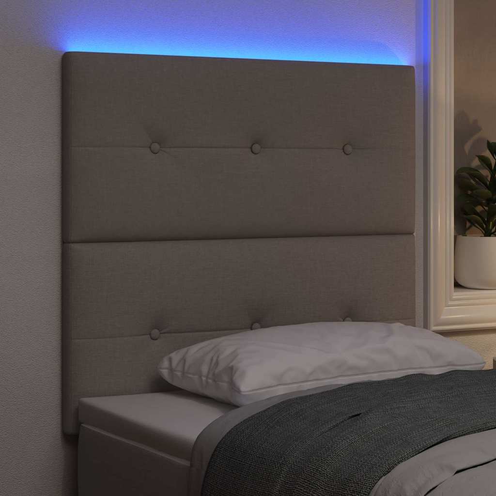 LED sengegavl Gråbrun Stof