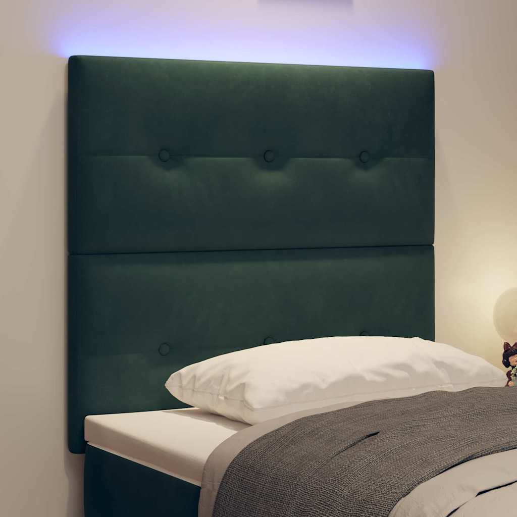 LED sengegavl med LED-lysstrimler Grøn 80 cm Fløjl