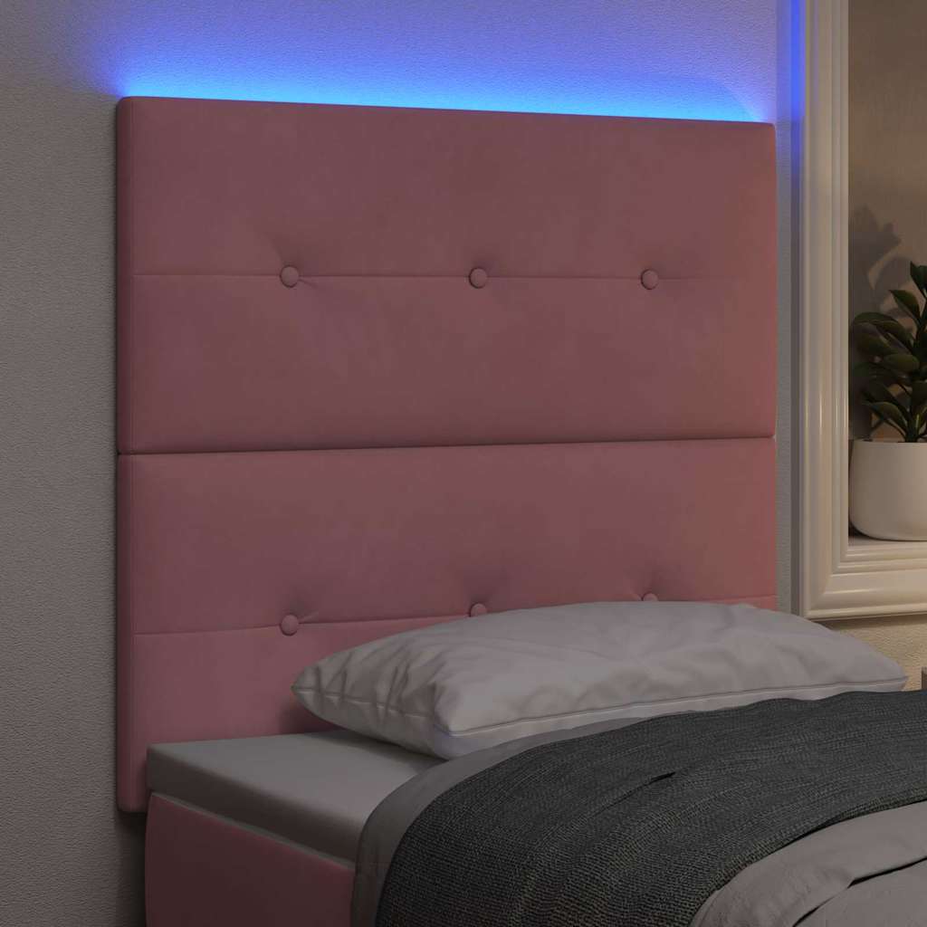 LED sengegavl med LED-lysstrimler Lyserød 80 cm Fløjl