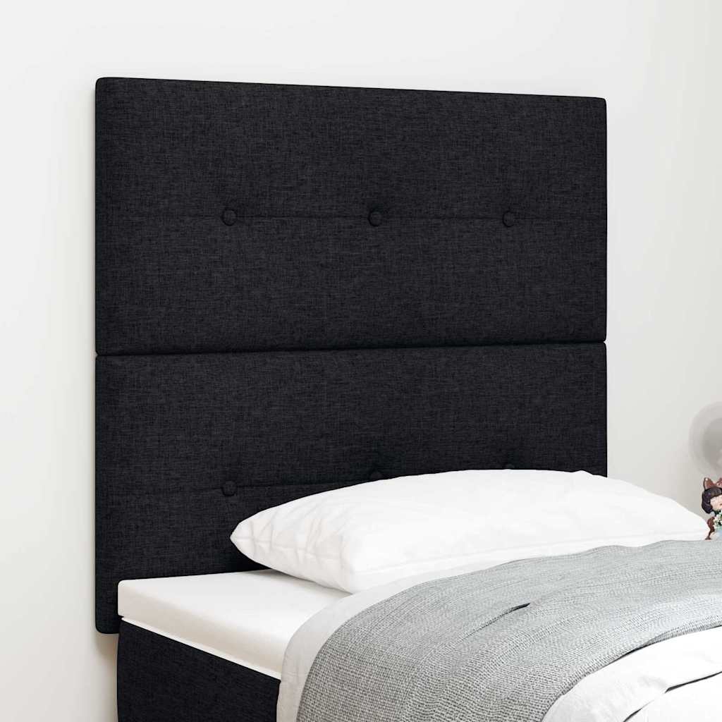 LED sengegavl med LED-lysstrimler Sort 90 cm Stof