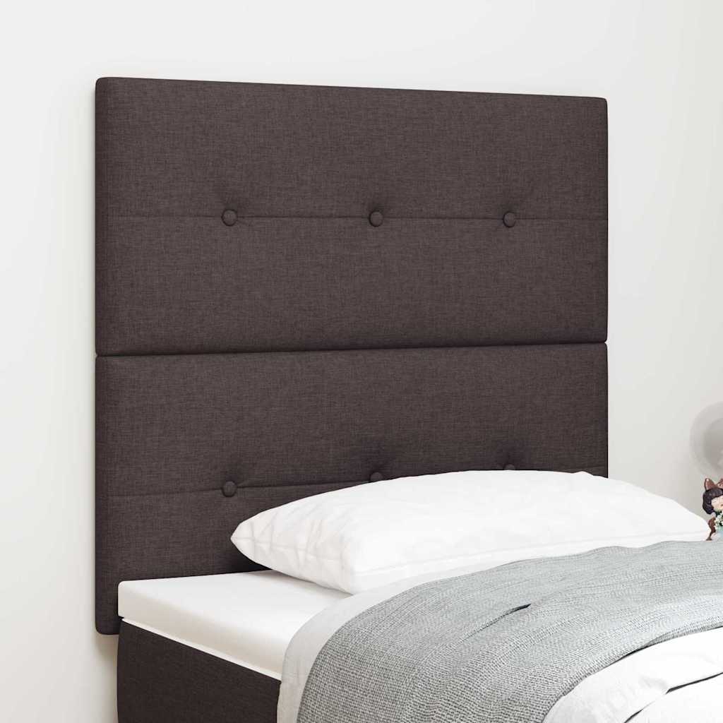 LED sengegavl med LED-lysstrimler Mørk Brun 90 cm Stof