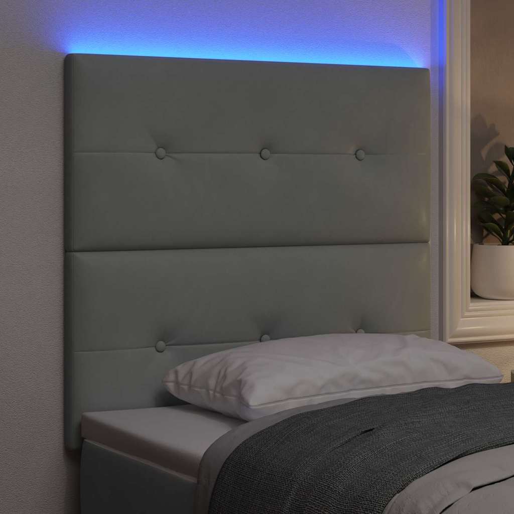 LED sengegavl med LED-lysstrimler Lysegrå 100 cm Fløjl