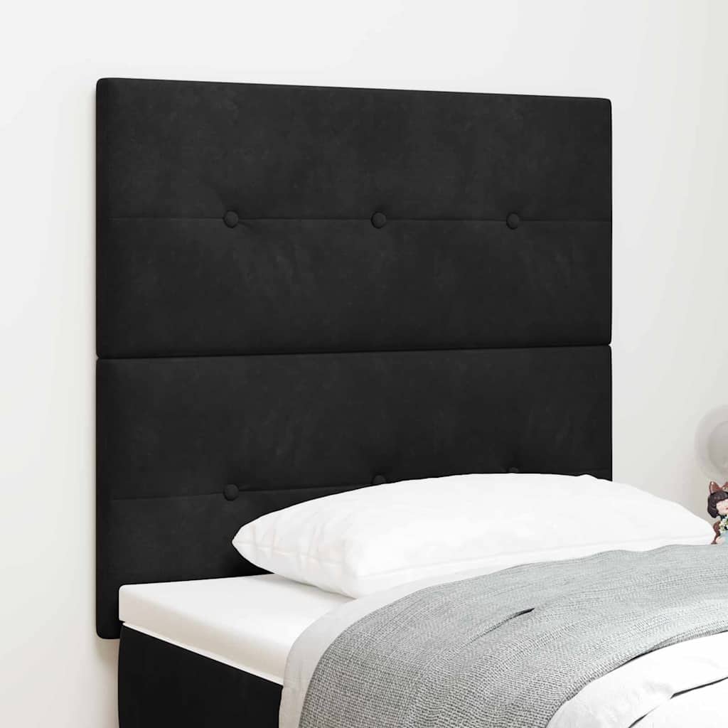 LED sengegavl med LED-lysstrimler Sort 100 cm Fløjl