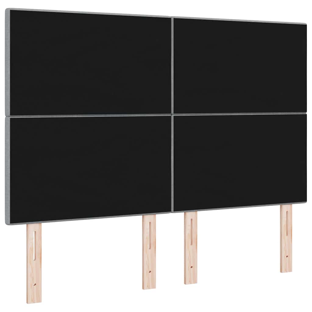 LED sengegavl med LED-lysstrimler Lysegrå 144 cm Stof