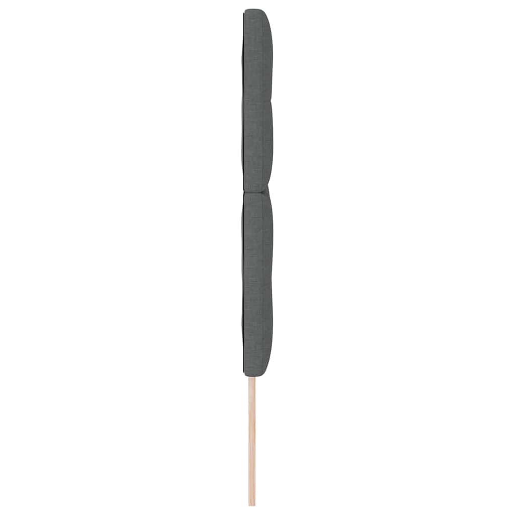 LED sengegavl med LED-lysstrimler Mørkegrå 144 cm Stof