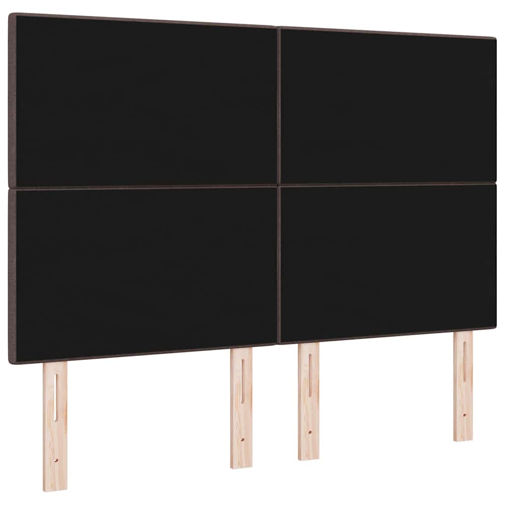 LED sengegavl med LED-lysstrimler Mørk Brun 144 cm Stof