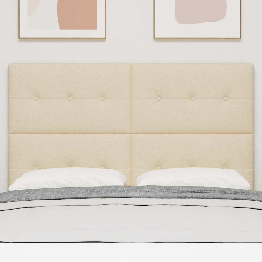 LED sengegavl med LED-lysstrimler Creme 144 cm Stof