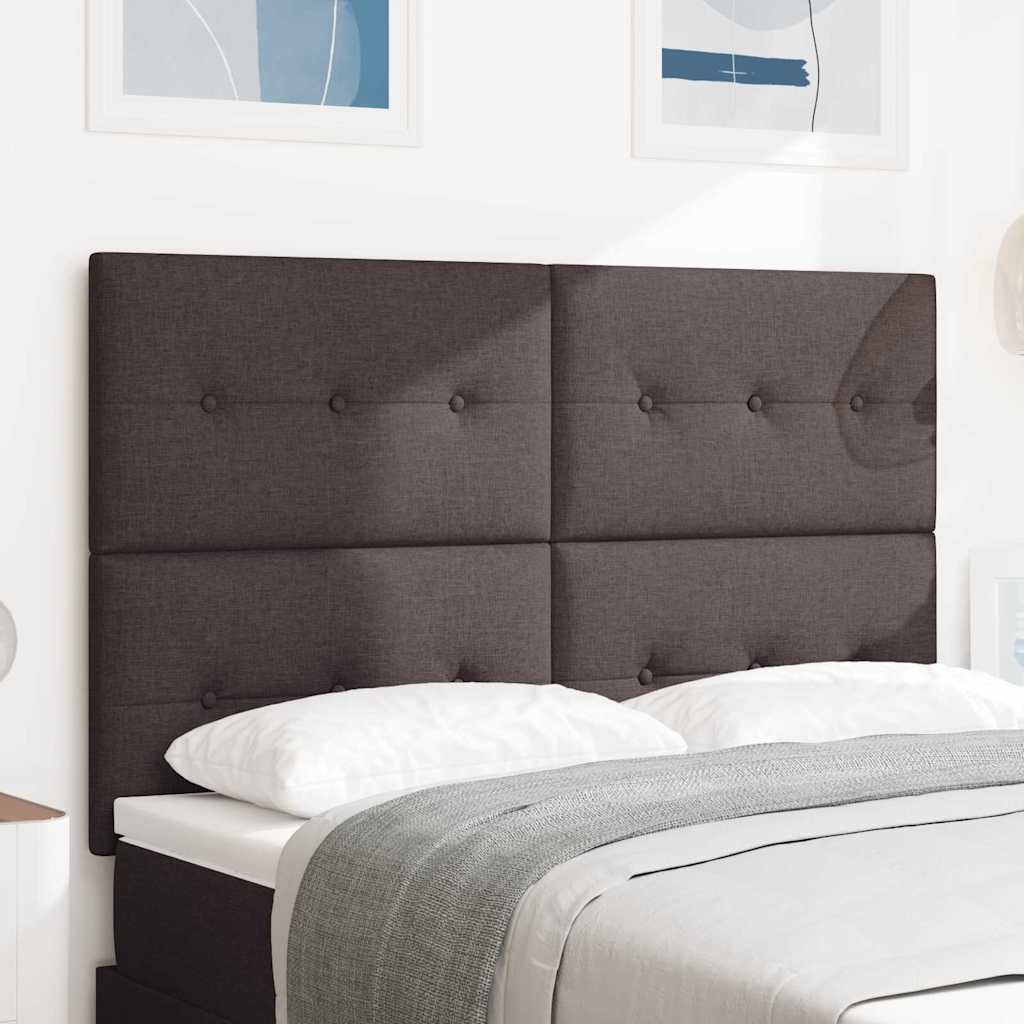 LED sengegavl med LED-lysstrimler Mørk Brun 160 cm Stof