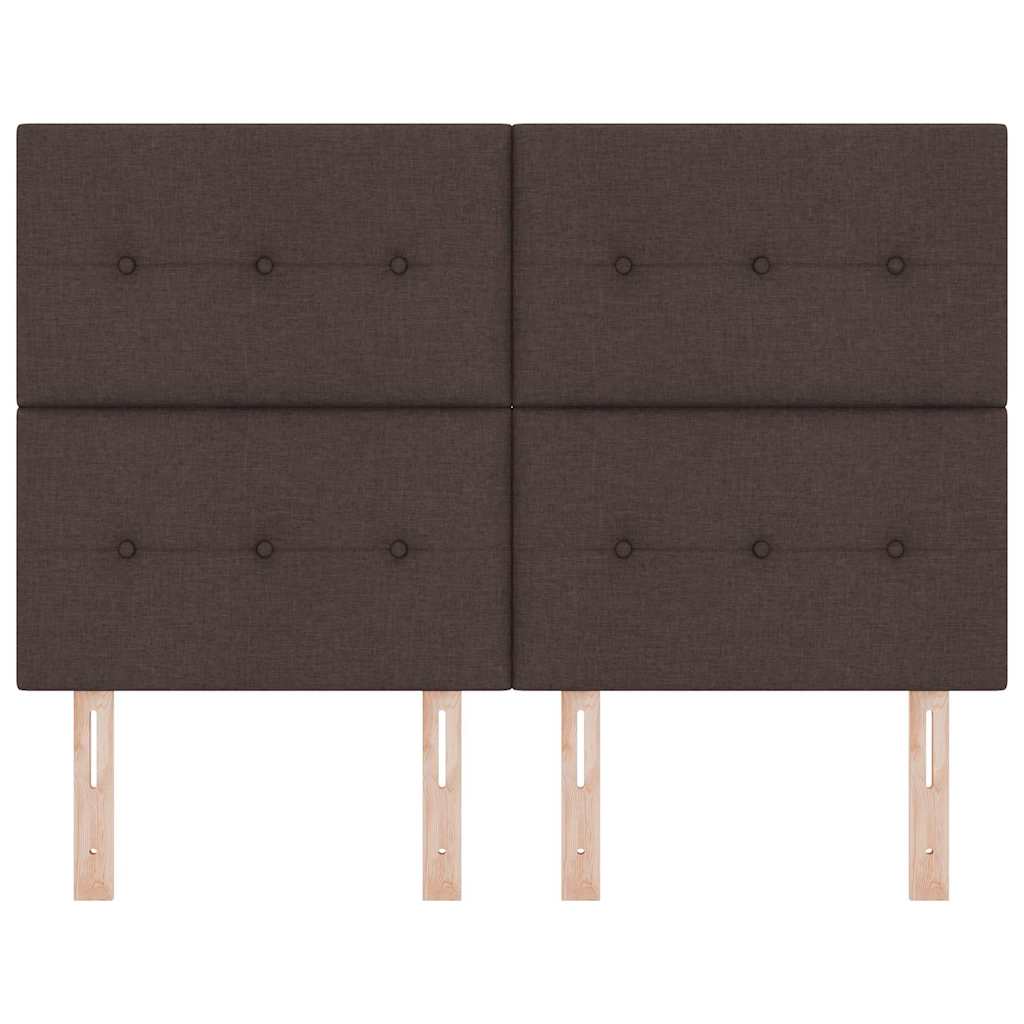 LED sengegavl med LED-lysstrimler Mørk Brun 160 cm Stof