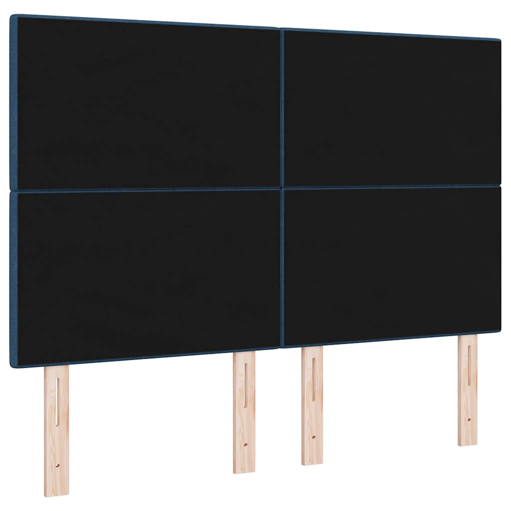 LED sengegavl med LED-lysstrimler Blå 160 cm Stof