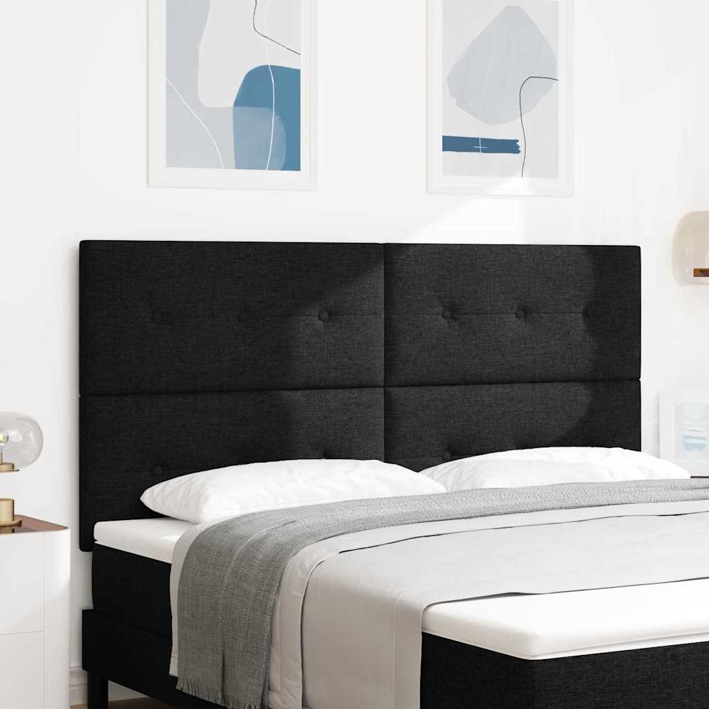 LED sengegavl med LED-lysstrimler Sort 180 cm Stof