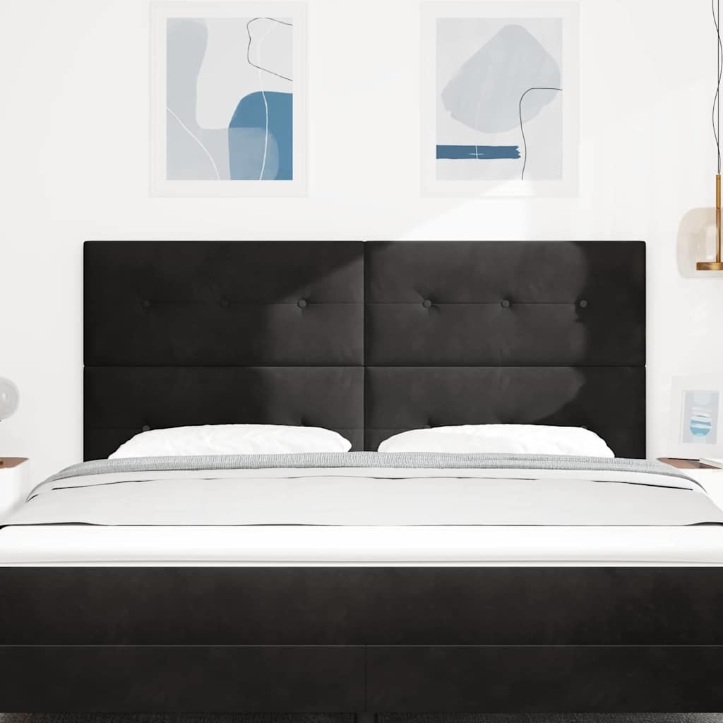 LED sengegavl med LED-lysstrimler Sort 180 cm Fløjl