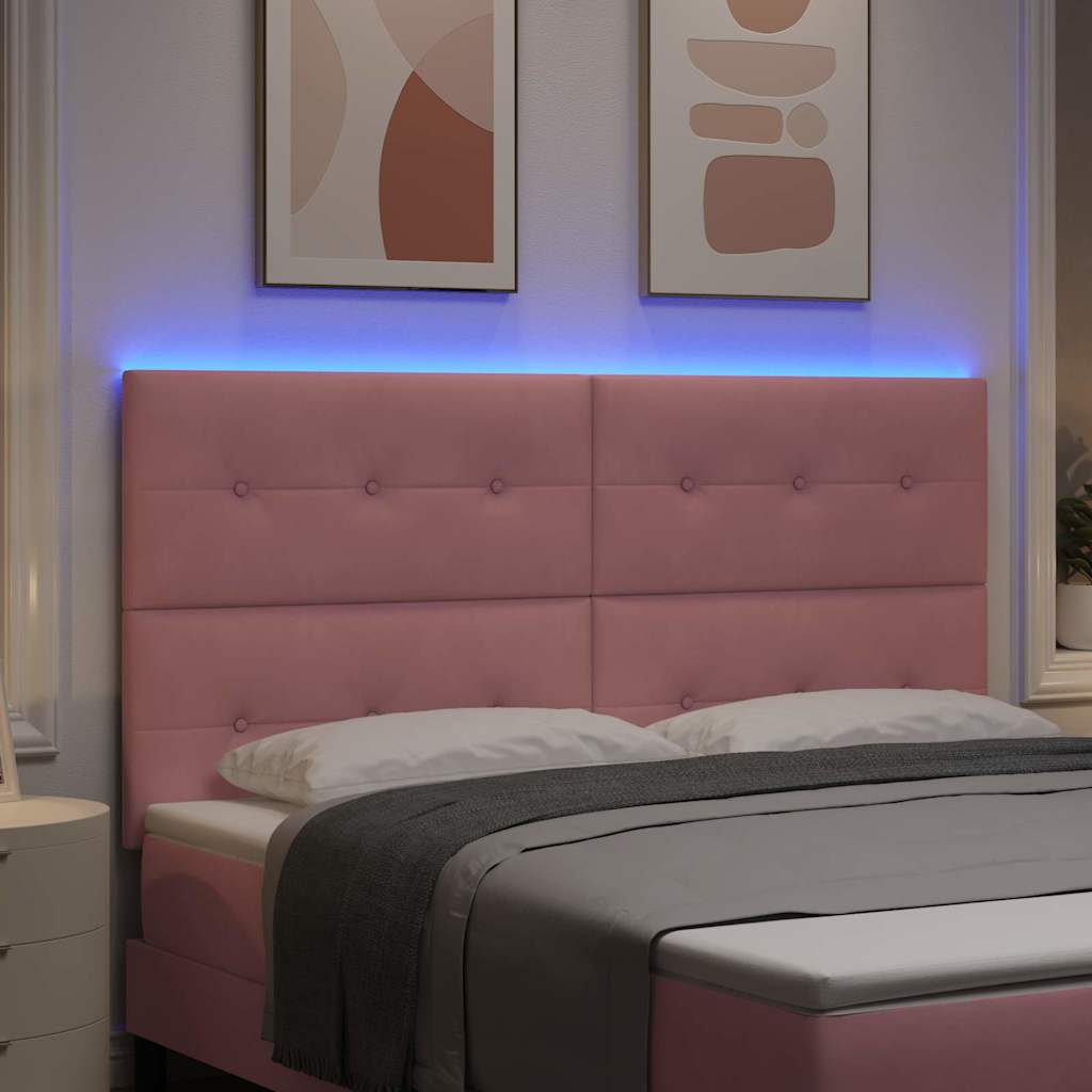 LED sengegavl med LED-lysstrimler Lyserød 180 cm Fløjl