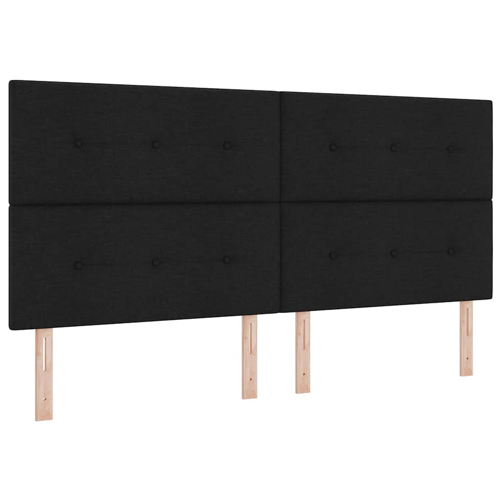 LED sengegavl med LED-lysstrimler Sort 200 cm Stof