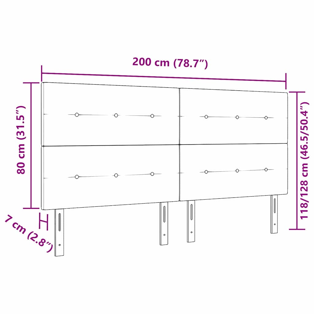 LED sengegavl med LED-lysstrimler Creme 200 cm Stof