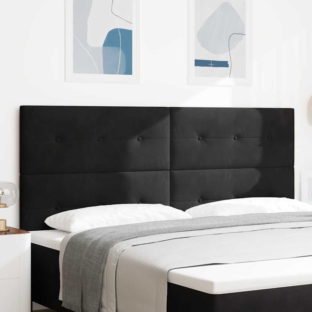 LED sengegavl med LED-lysstrimler Sort 200 cm Fløjl