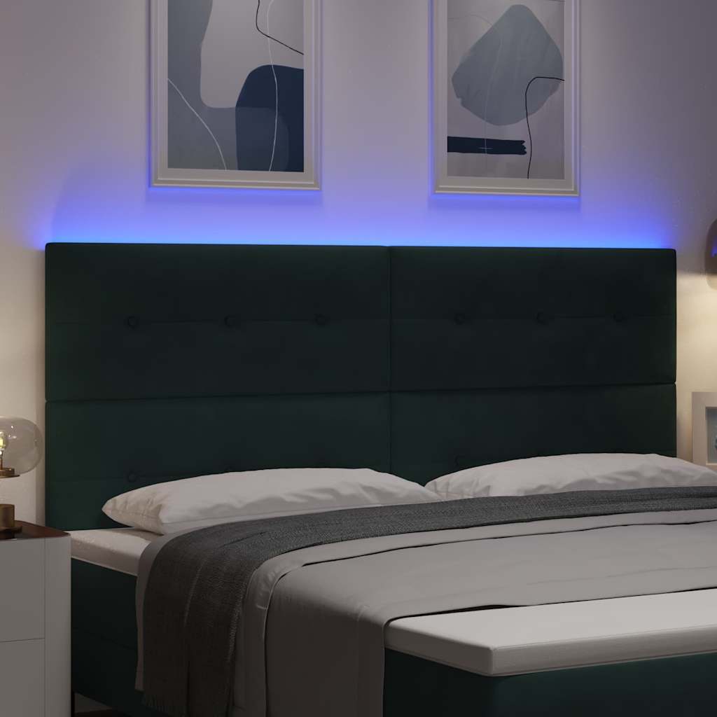 LED sengegavl med LED-lysstrimler Grøn 200 cm Fløjl
