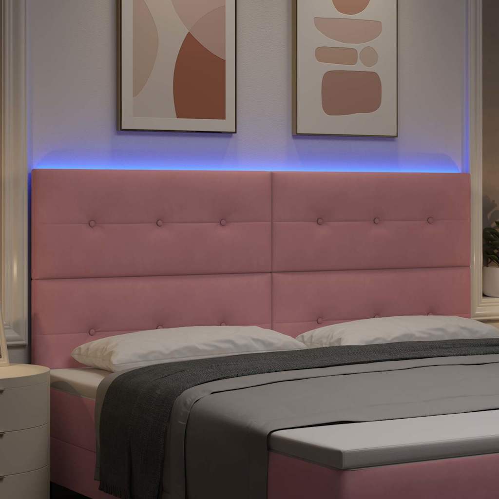 LED sengegavl med LED-lysstrimler Lyserød 200 cm Fløjl