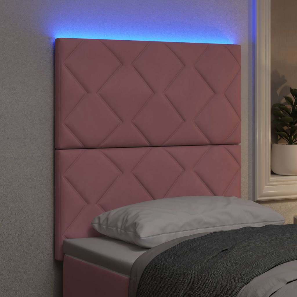 LED sengegavl Lyserød 80 cm Fløjl