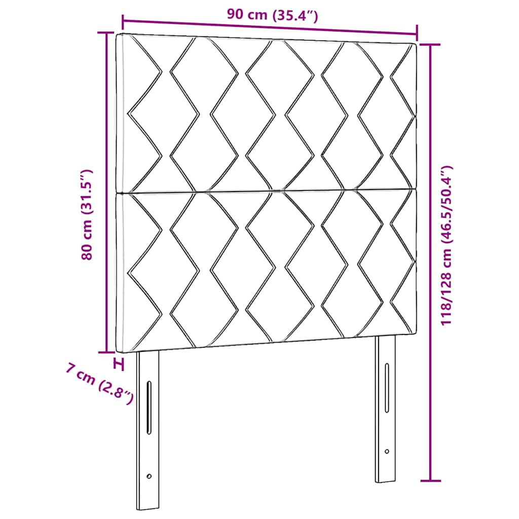 LED sengegavl Mørkegrå 90 cm Fløjl
