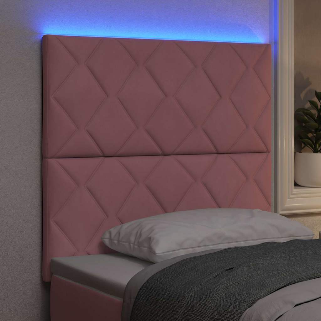 LED sengegavl Lyserød 90 cm Fløjl