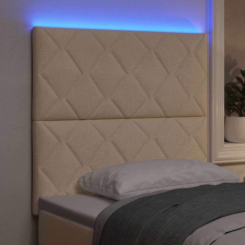 LED sengegavl Creme Stof