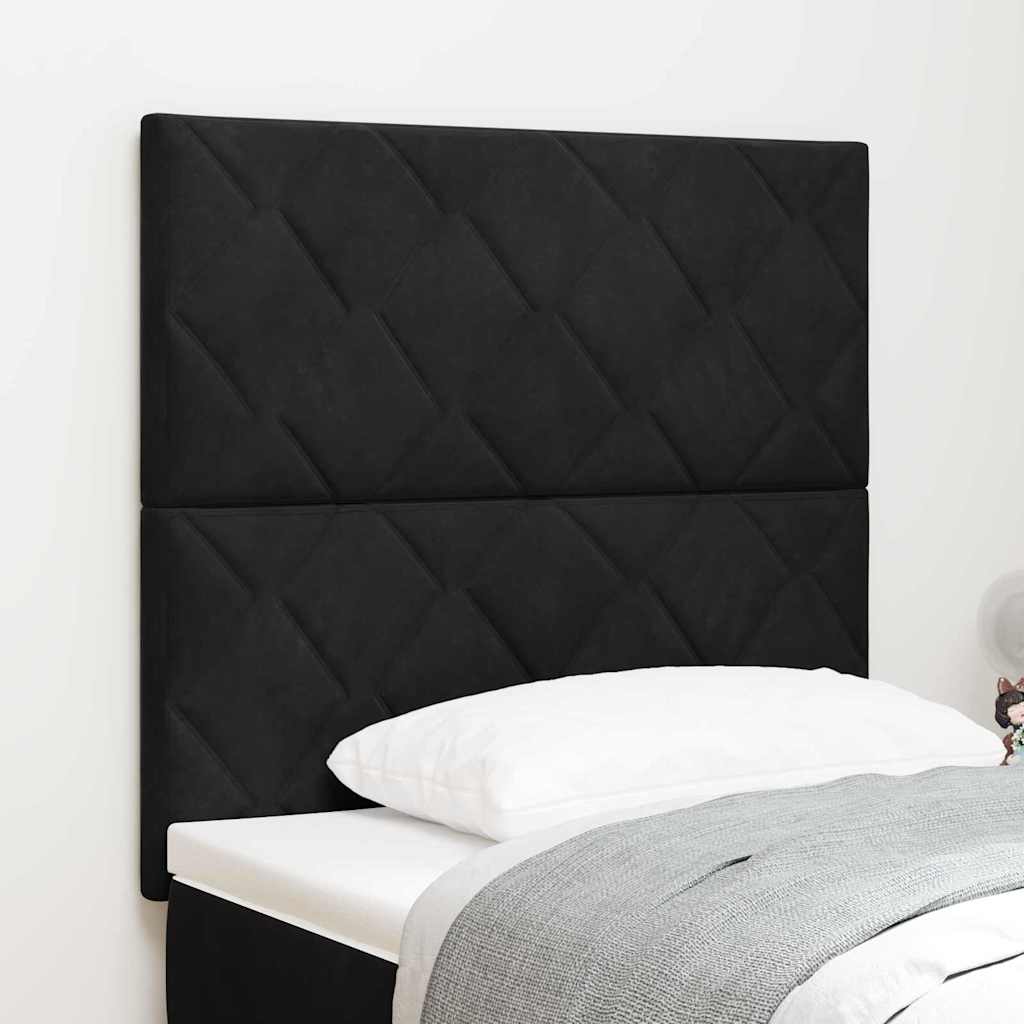 LED sengegavl Sort 100 cm Fløjl