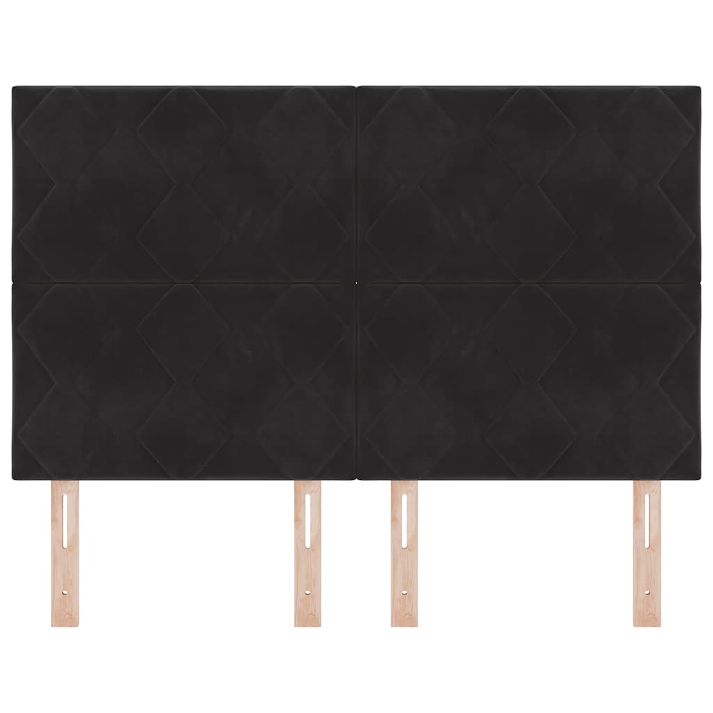 LED sengegavl Sort 144 cm Fløjl
