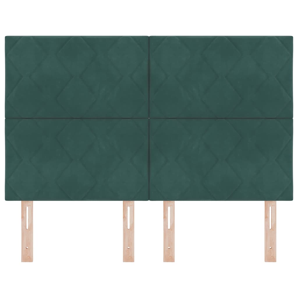 LED sengegavl Mørkegrøn 144 cm Fløjl